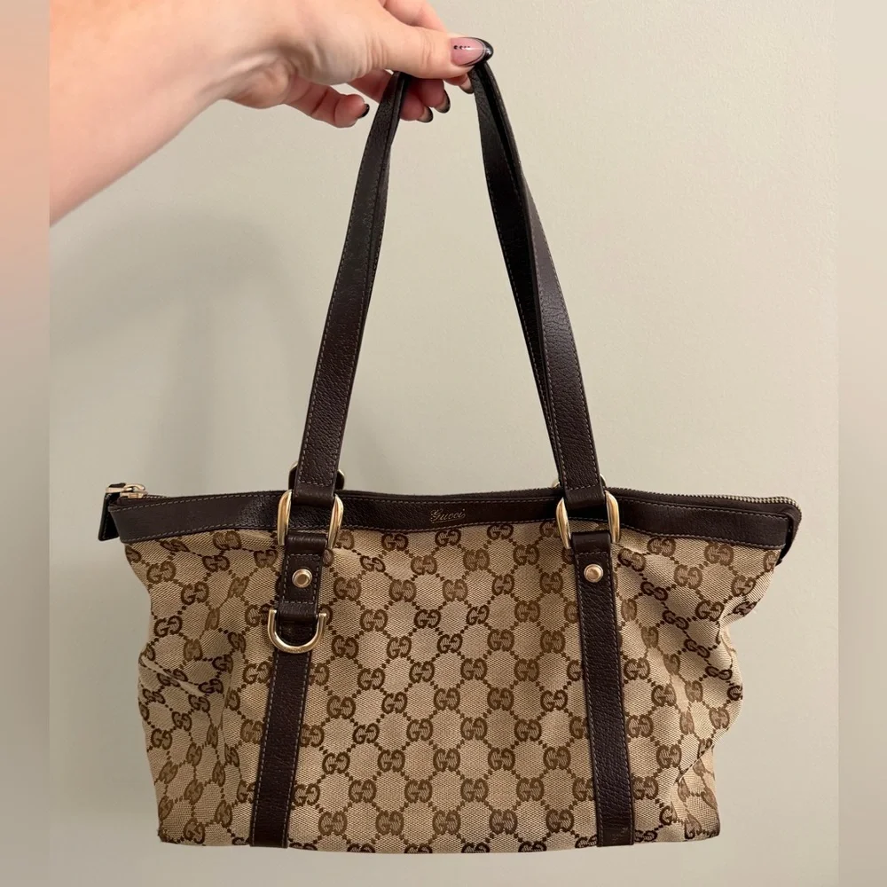 Gucci Vintage Brown Monogram Canvas Shoulder Bag and Dust Bag - Picture 7 of 16